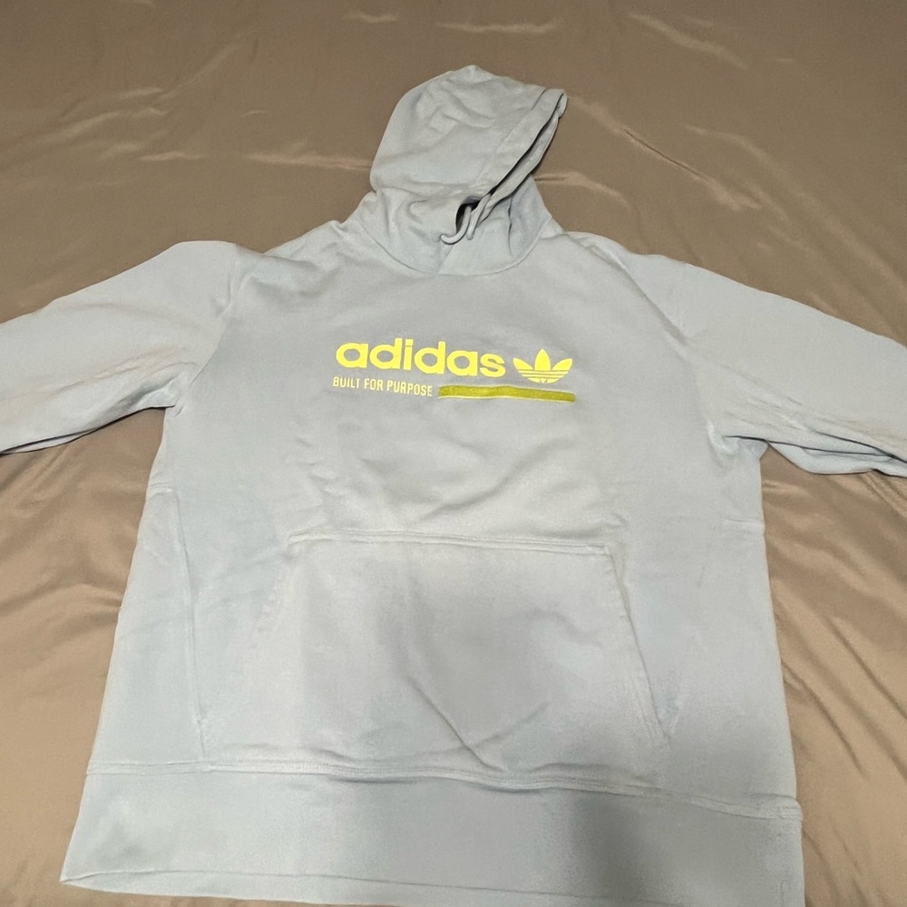 Adidas sky blue and yellow hoodie